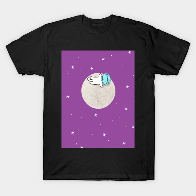 Cat on a moon T-Shirt by Purrfect